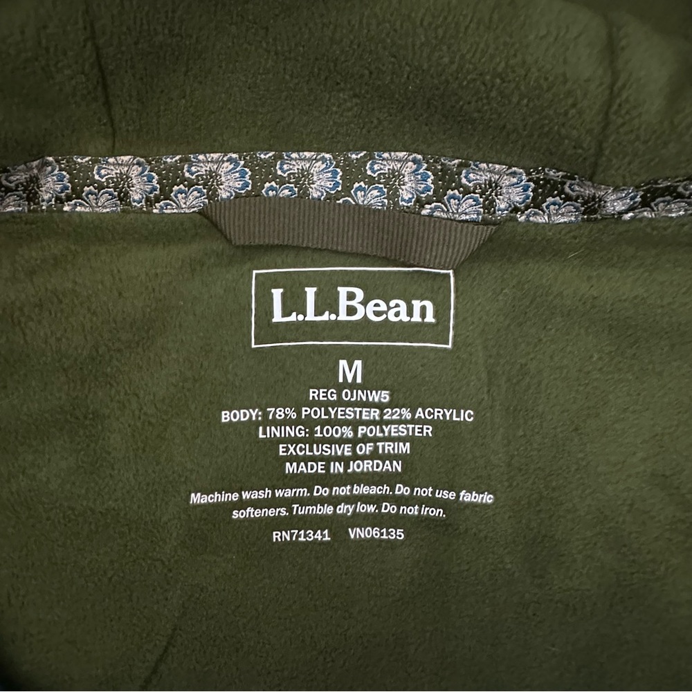 L.L. Bean Women’s Blue Polyester High Pile Fleece Hooded Full Zip Jacket Size M - Picture 5 of 11